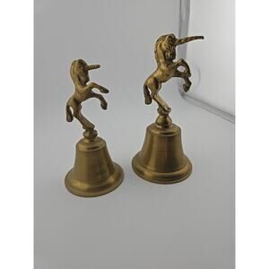 Set Of 2Vintage unicorn solid brass bells MCM